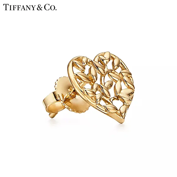 Tiffany & Co.蒂芙尼Paloma Picasso®系列 18K黃金Olive Leaf橄欖葉心形耳環