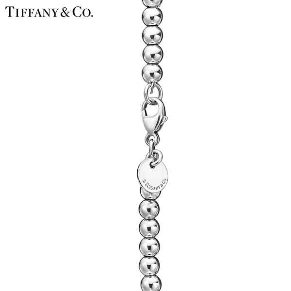 Return To Tiffany™ 系列 蒂芙尼純銀鑲鑽Tiffany Blue® Heart Tag珠式手鍊