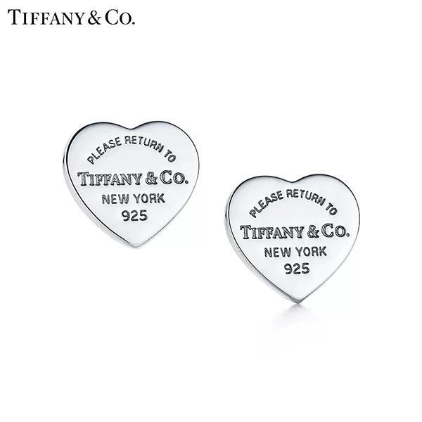 Return To Tiffany™ 系列 蒂芙尼Heart Tag純銀迷你耳釘心形吊飾針式耳環