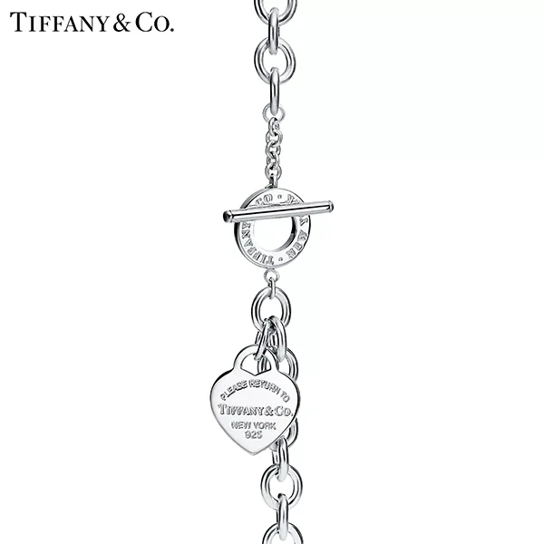 Return To Tiffany™ 系列 蒂芙尼純銀Heart Tag純銀心形吊飾針扣手鍊