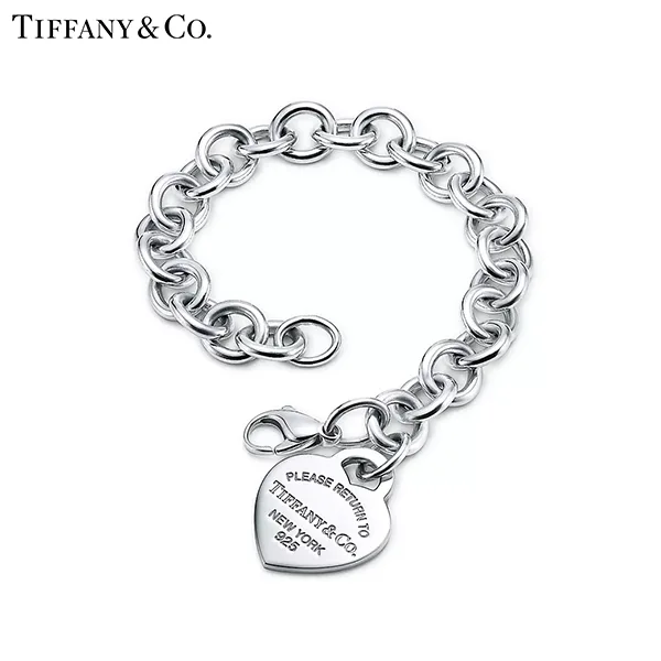 Return To Tiffany™ 系列 蒂芙尼純銀Heart Tag鍊環心形吊飾手鍊