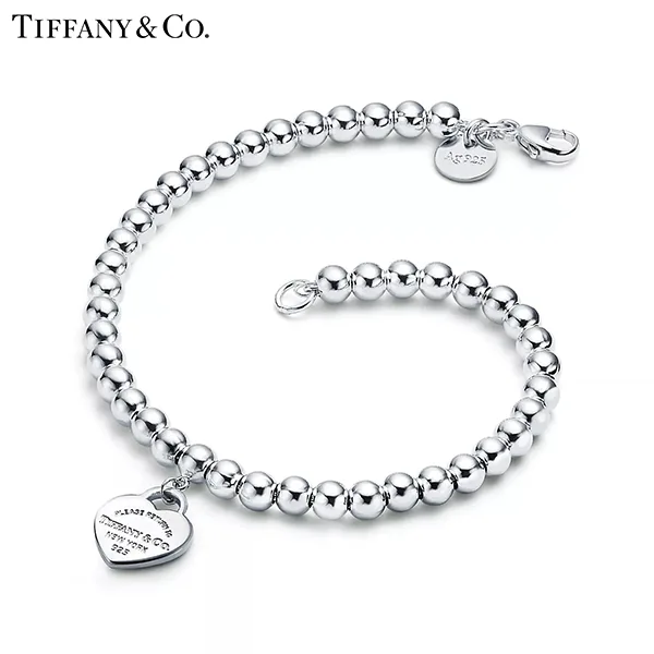 Return To Tiffany™ 系列 蒂芙尼純銀Heart Tag珠式手鍊