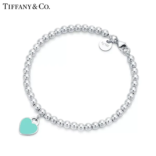 Return To Tiffany™ 系列 蒂芙尼純銀鑲藍色琺瑯Heart Tag珠式手鍊