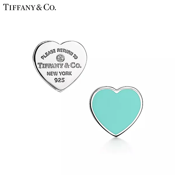 Return To Tiffany™ 系列 純銀Tiffany Blue蒂芙尼藍色迷你心形鑲鑽耳環