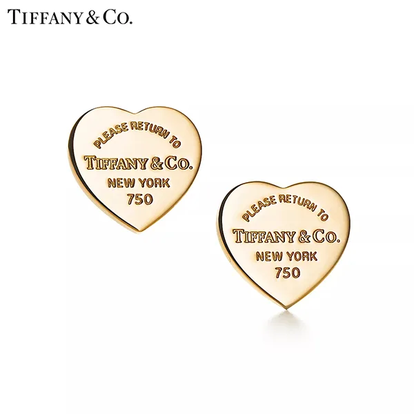 Return To Tiffany™ 系列 蒂芙尼18K黃金Heart Tag迷你耳釘心形吊飾針式耳環