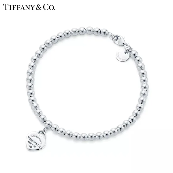 Return To Tiffany™ 系列 蒂芙尼純銀鑲紅色琺瑯Heart Tag珠式手鍊