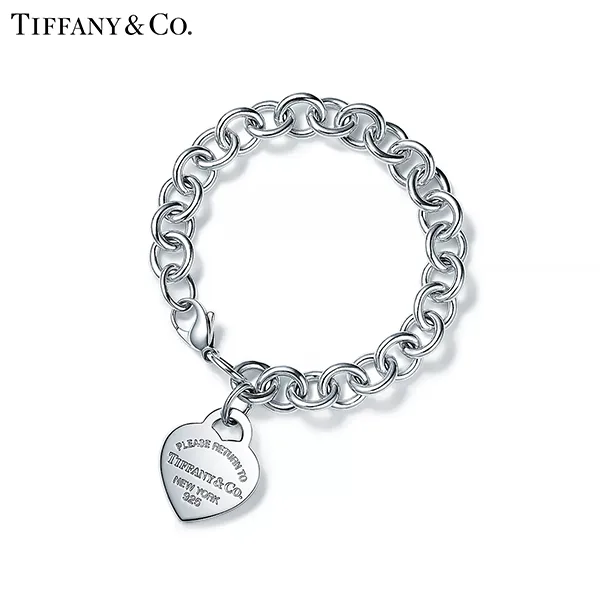 Return To Tiffany™ 系列 蒂芙尼純銀Heart Tag鍊環心形吊飾手鍊