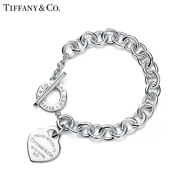 Return To Tiffany™ 系列 蒂芙尼純銀Heart Tag純銀心形吊飾針扣手鍊