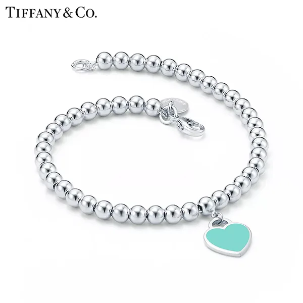 Return To Tiffany™ 系列 蒂芙尼純銀鑲藍色琺瑯Heart Tag珠式手鍊