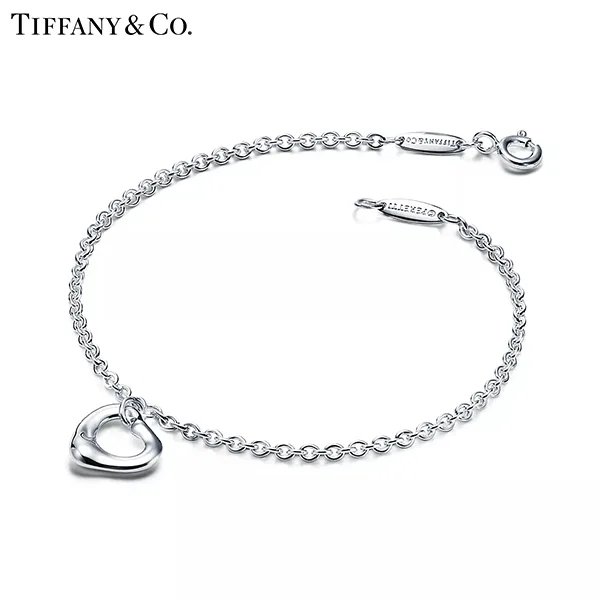 Tiffany & Co.蒂芙尼Elsa Peretti®系列 純銀Open Heart鏤空心形手鍊