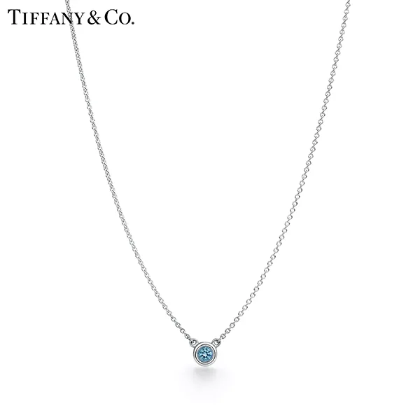 Tiffany & Co.蒂芙尼Elsa Peretti®系列 Diamonds By The Yard®純銀鑲海藍寶石項鍊