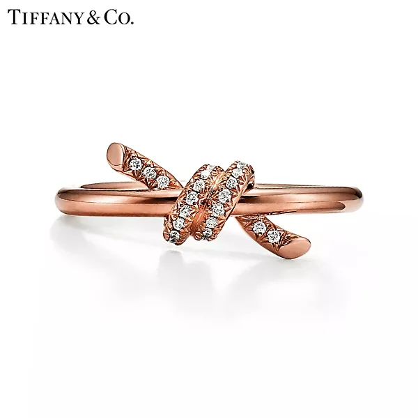 蒂芙尼 Tiffany Knot 系列 18K 玫瑰金鑲鑽戒指