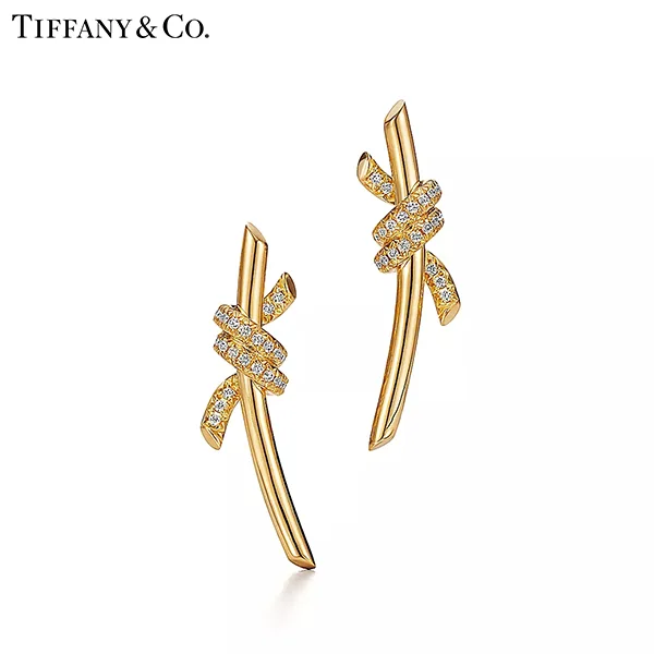 蒂芙尼 Tiffany Knot 系列 18K 黃金鑲鑽耳環