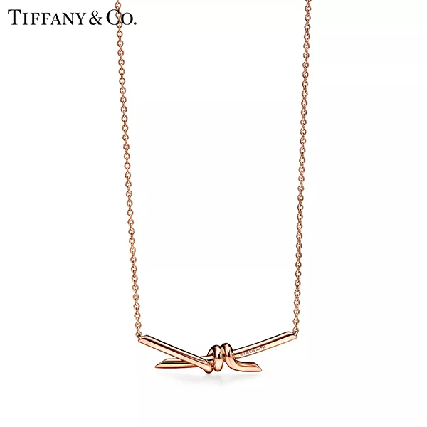 蒂芙尼 Tiffany Knot 系列 18K 玫瑰金雙打結式吊墜項鍊