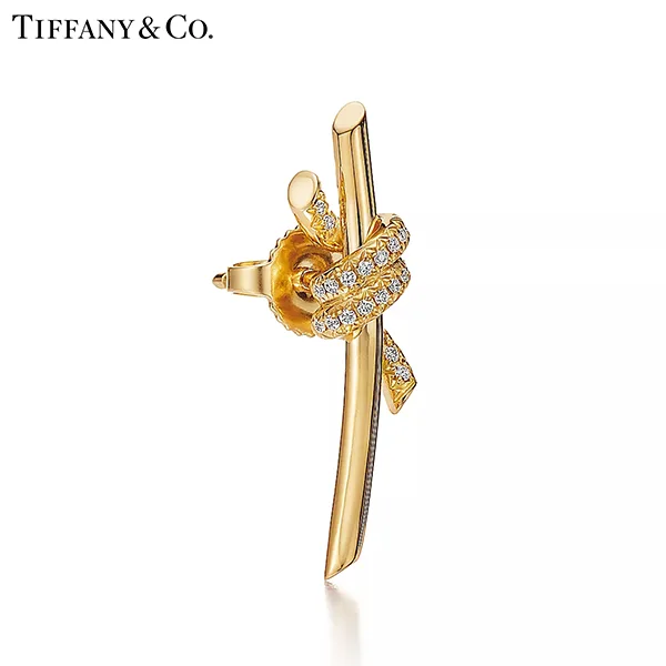 蒂芙尼 Tiffany Knot 系列 18K 黃金鑲鑽耳環