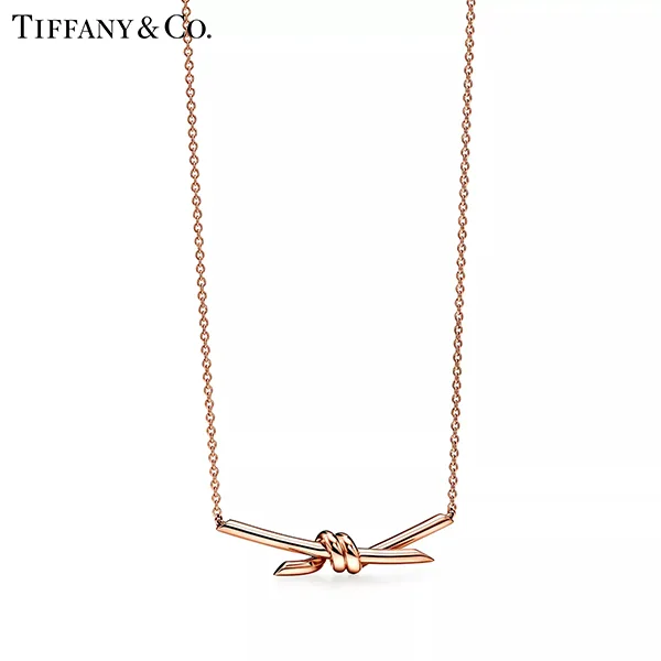 蒂芙尼 Tiffany Knot 系列 18K 玫瑰金雙打結式吊墜項鍊