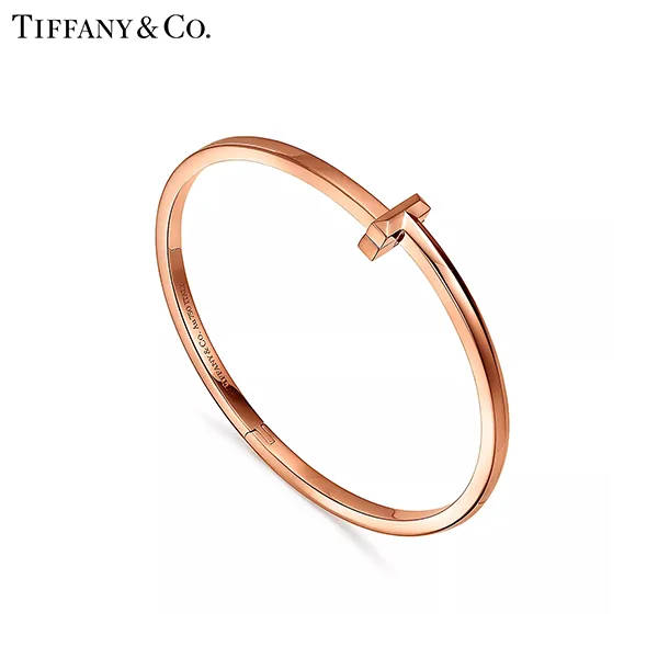 Tiffany & Co.蒂芙尼T系列 T1 18K玫瑰金窄版鉸鍊手鐲