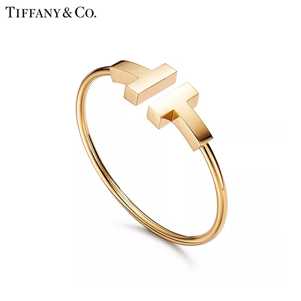 蒂芙尼 Tiffany T Wire 18K 黃金寬版線圈手鐲