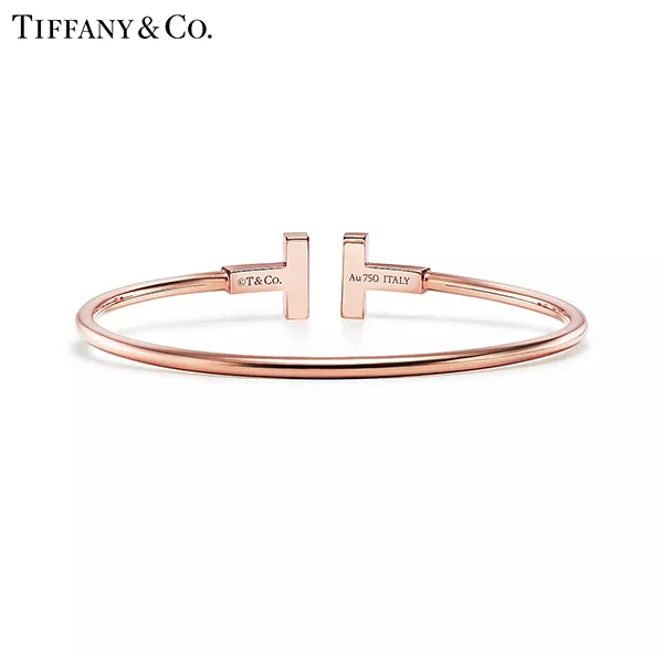 蒂芙尼 Tiffany T Wire 18K 玫瑰金鑲嵌珍珠母貝線圈手鐲