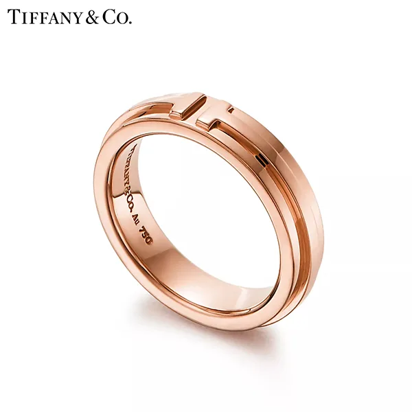 Tiffany & Co.蒂芙尼T系列 18K玫瑰金窄版戒指