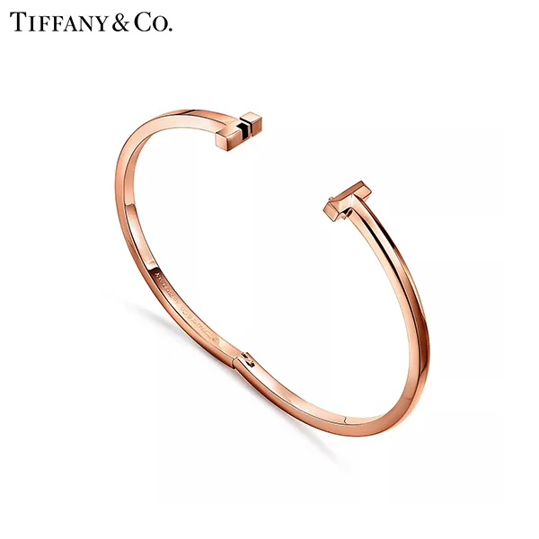 Tiffany & Co.蒂芙尼T系列 T1 18K玫瑰金窄版鉸鍊手鐲