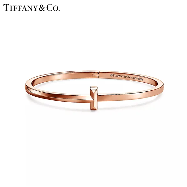 Tiffany & Co.蒂芙尼T系列 T1 18K玫瑰金窄版鉸鍊手鐲